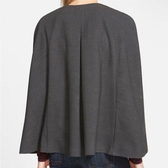 Halogen Twill Cape Jacket Zip A-Line Structured Front Charcoal Grey Women XS - Picture 7 of 8